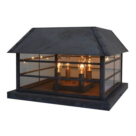 Arroyo Craftsman 16" Hampton Colomn Mount, Pewter, Off White Glass HAC-16OF-P